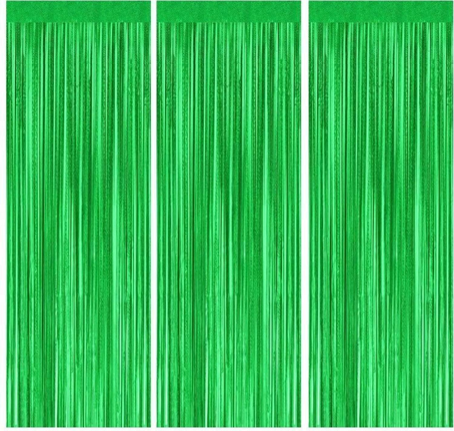 PopTheParty 10 Feet x 6 Feet Green Foil Fringe Backdrop Curtain B