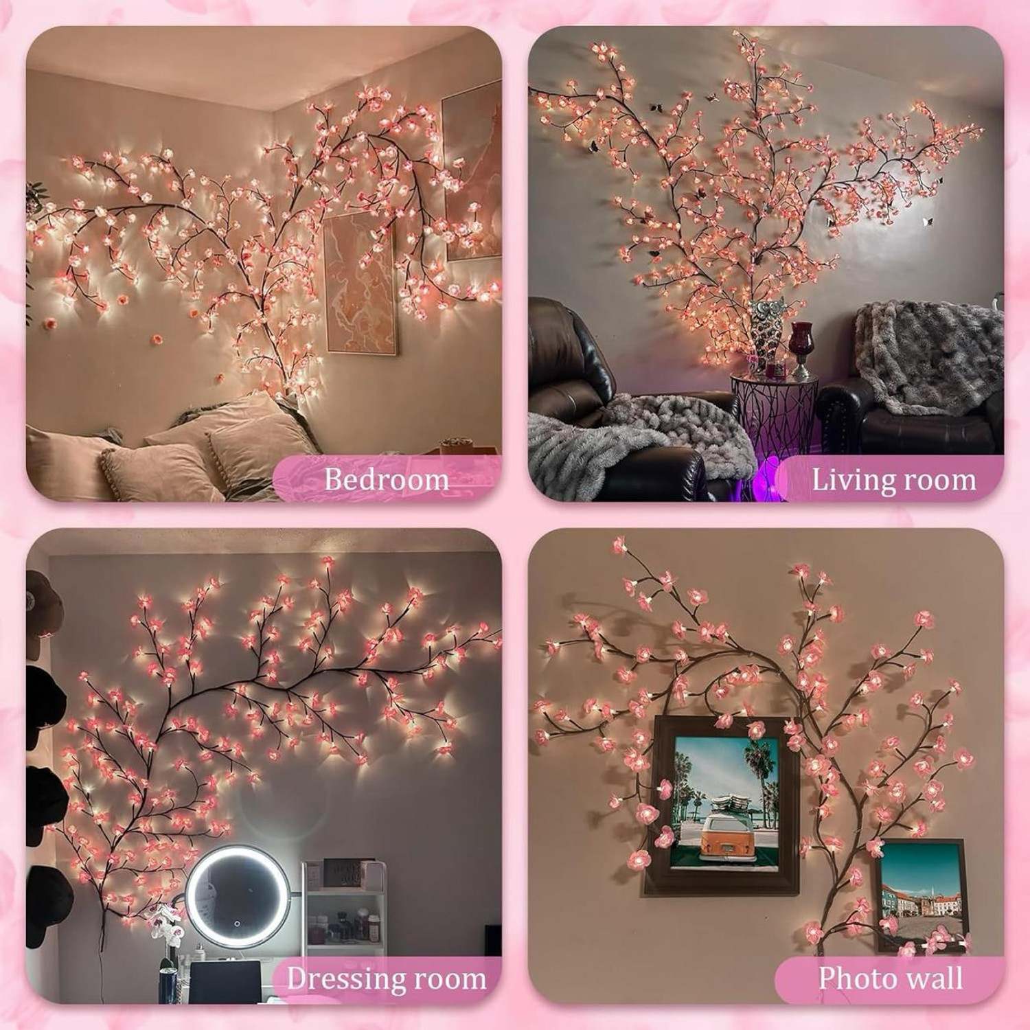 Image of Troliver 72 LEDs 2 m Yellow Color Changing Flower Rice Lights