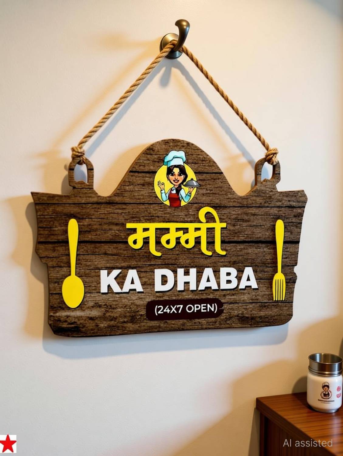 BZILO Decorative Wall Hanging MUMMY KA DHABA for Kitchen Hanging Design May Vary I1