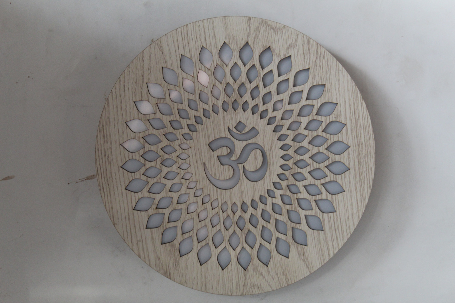 Image of Param Creations Om Mandala Backlit LED Wooden - Decorative Warm White, Mandir & Office