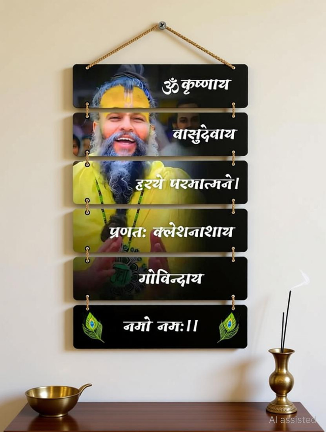 Image of Mahi Craft Premanand ji wall hanging MDF Wooden Wall Hanging for Home Decor,gift,WallDecor