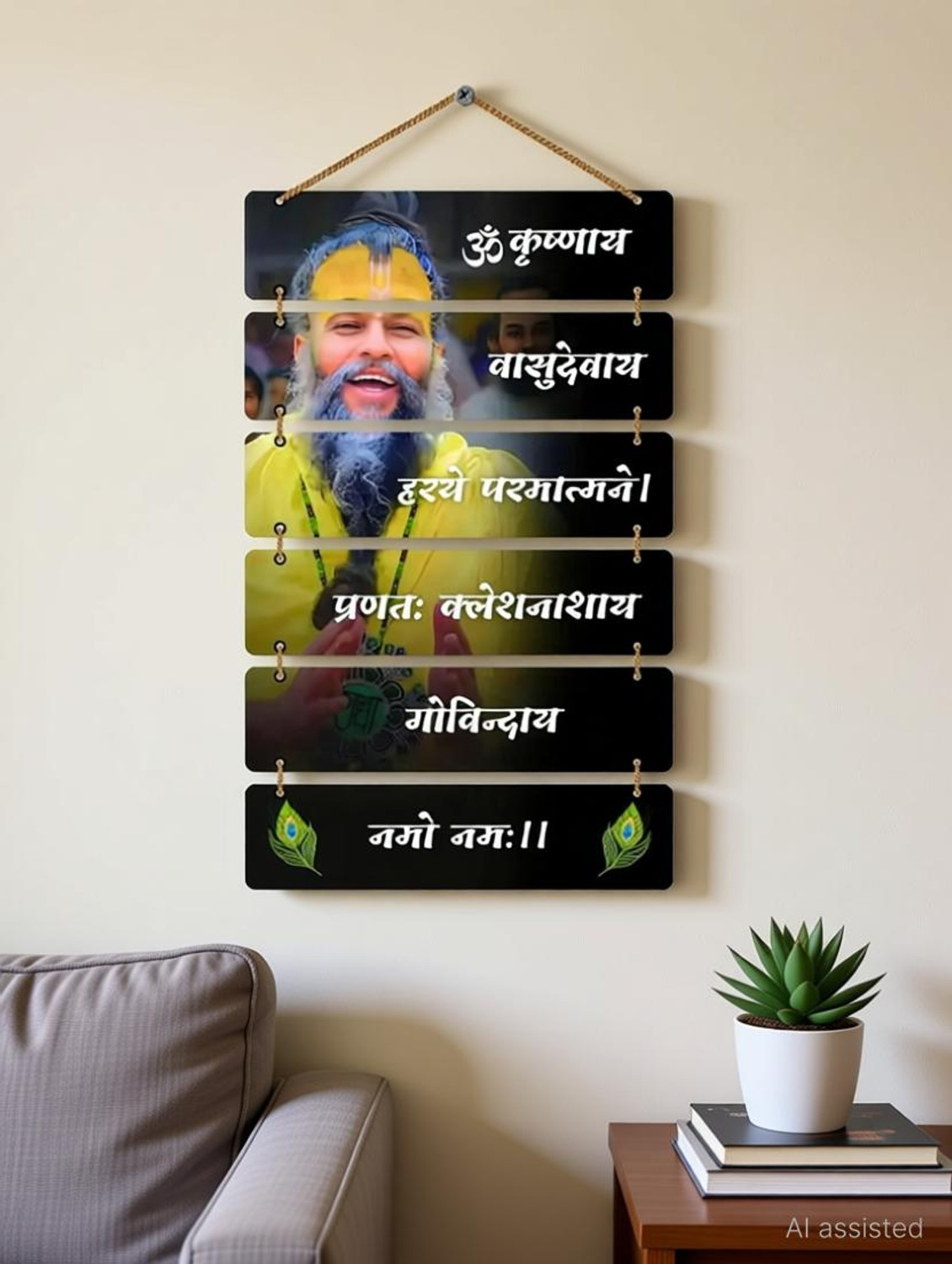 Image of Mahi Craft Premanand ji wall hanging MDF Wooden Wall Hanging for Home Decor,gift,WallDecor