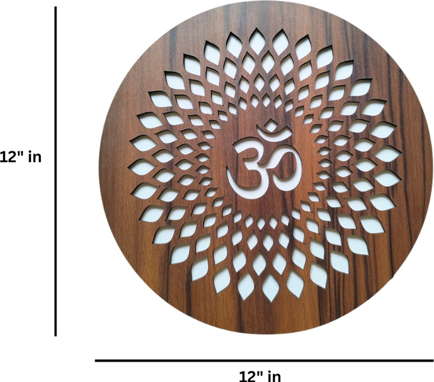 Image of Param Creations Om Mandala Backlit LED Wooden - Decorative Warm White, Mandir & Office