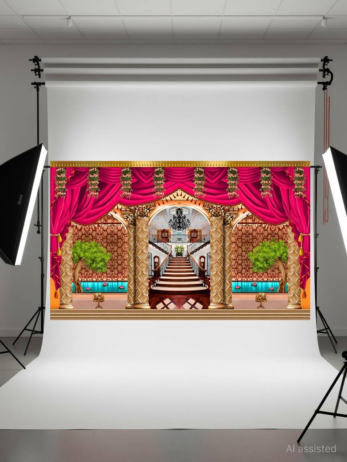 Backdropon Decoration Background Design Printed Fabric Backdrop (5Ft Height & 8Ft width)
