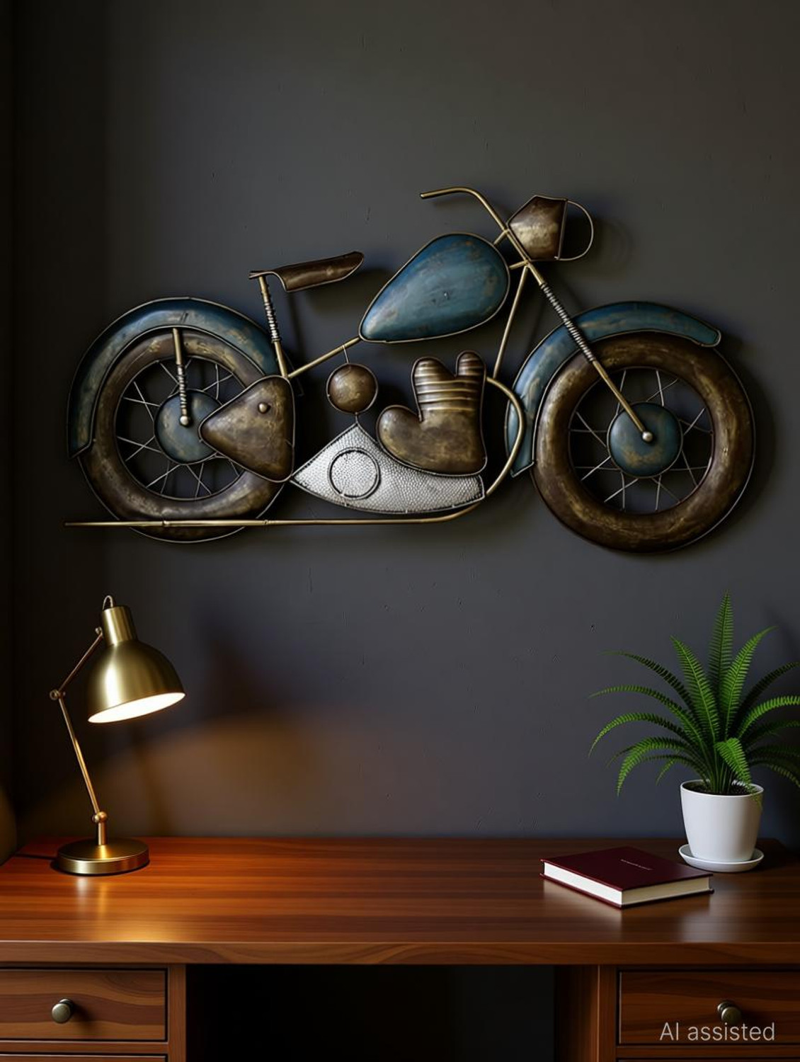 Image of Nesfur Royal Enfield Metal Bike For Wall Decor Home Decor