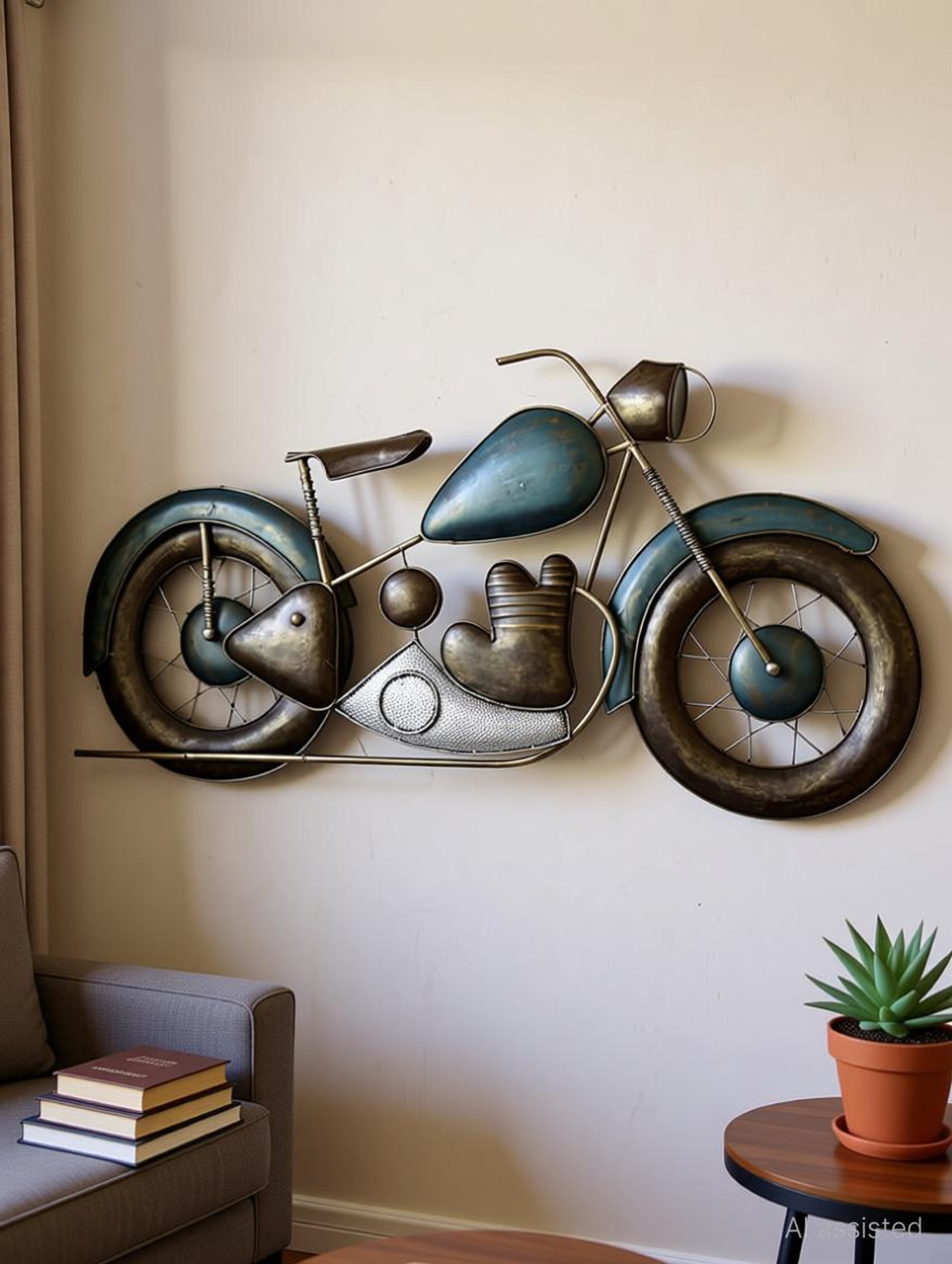 Image of Nesfur Royal Enfield Metal Bike For Wall Decor Home Decor