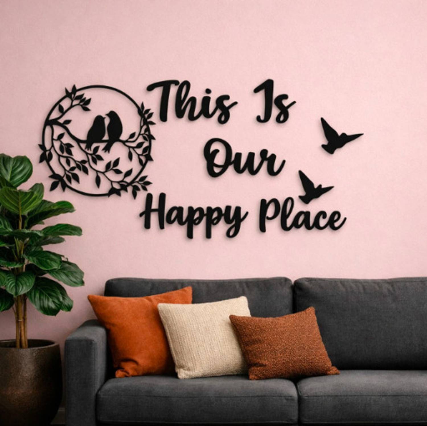 ARKICK This Is Our Happy Place Wall Decor Wooden Hanging Art for Living, Bedroom, Decor