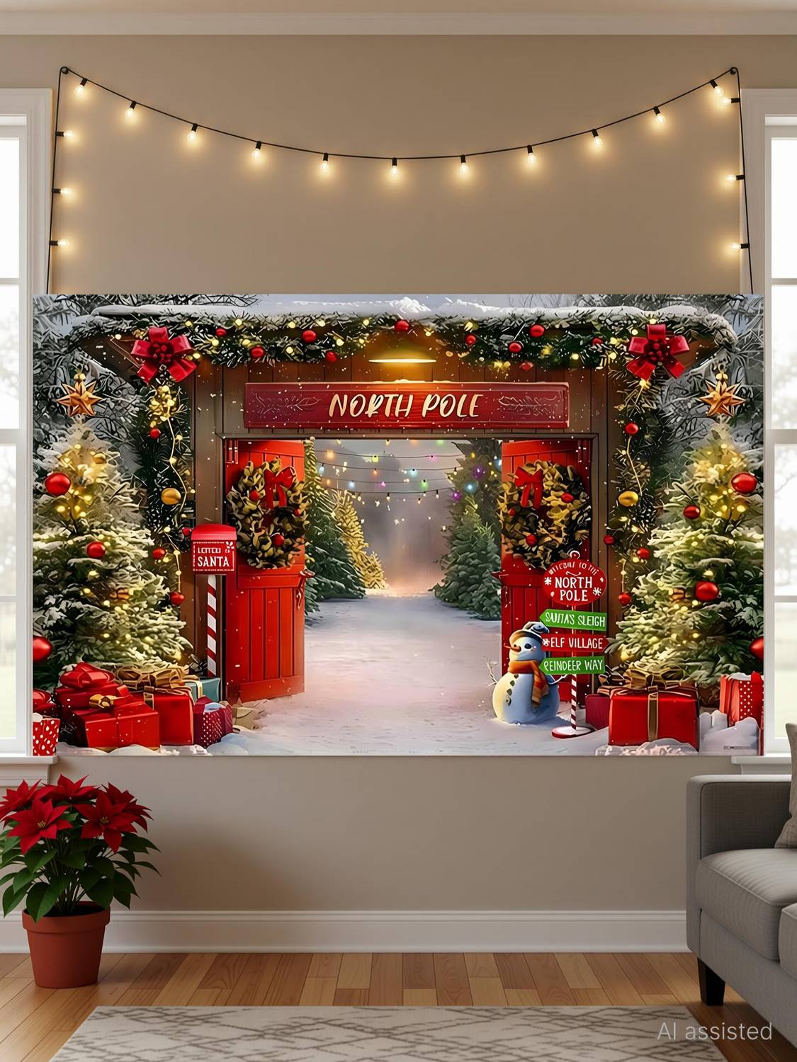 Backdropon Snowy Xmas Tree Photography Design Printed Backdrop(5Feet Height & 8Feet width)