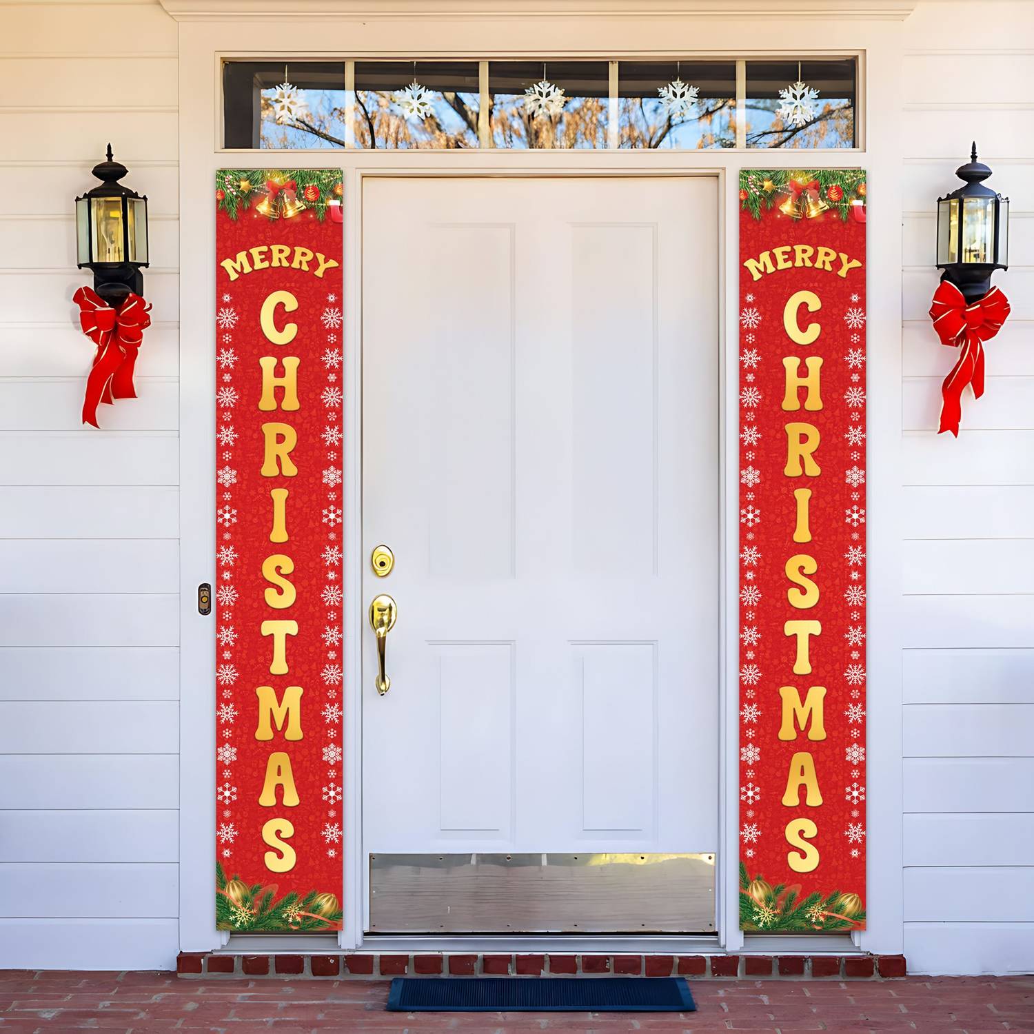 1iAM Christmas Decoration Backdrop Flex|Pack of 5 - Merry Christmas Printed Flex Pack of 5