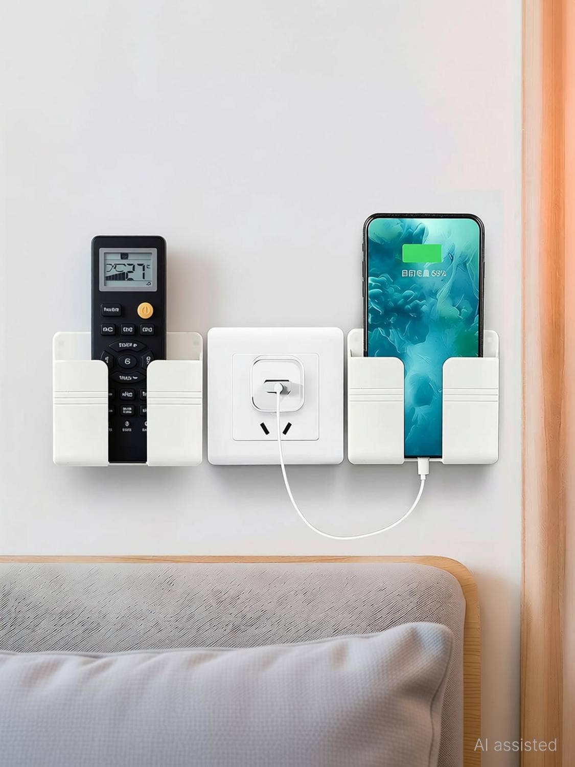 Brazilian Wall Mounted Mobile Holder Storage Case for Remote Wall Mounted Mobile Stand Pack of 2