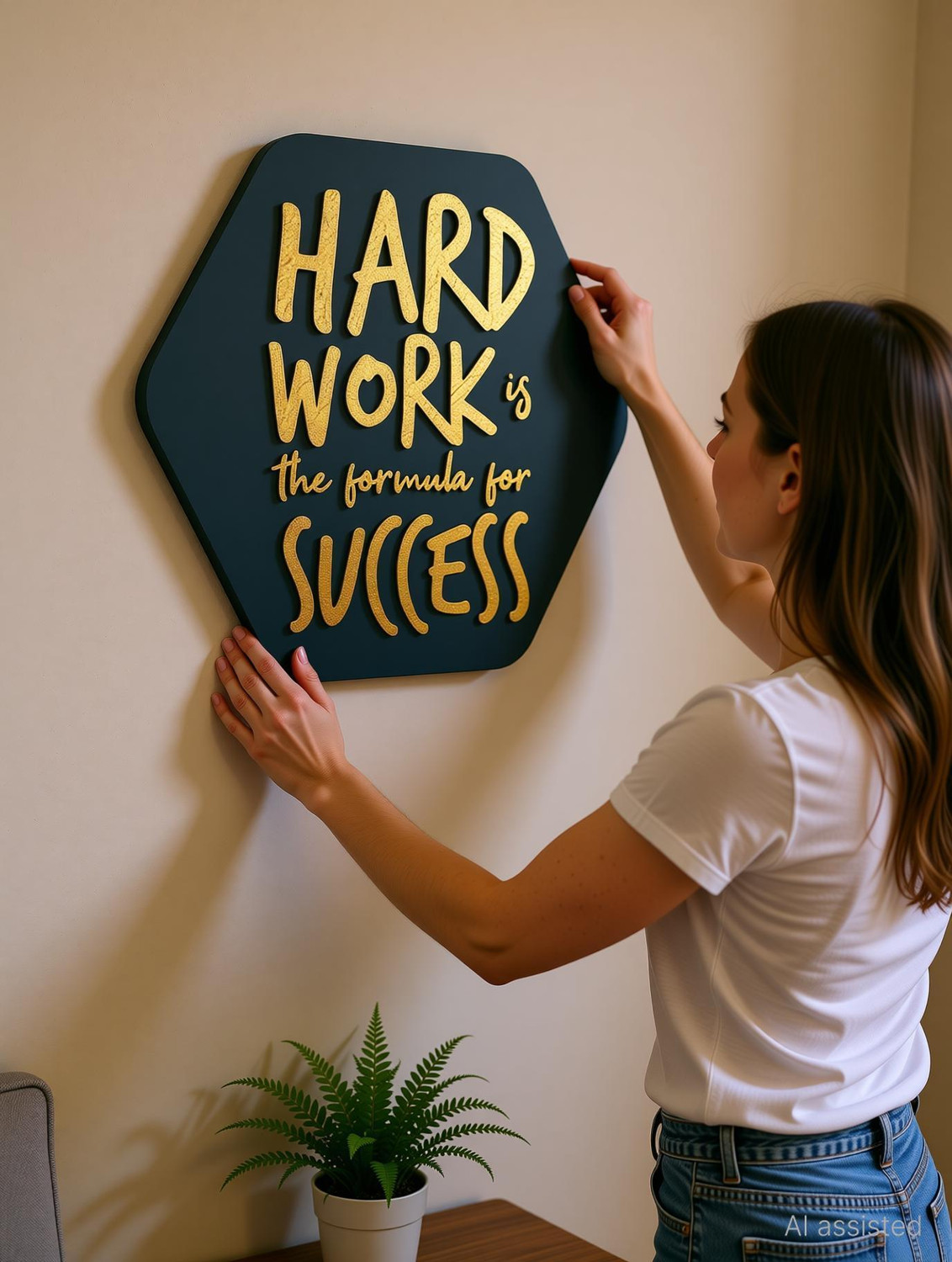 Image of Decor Smart Motivational Wooden Wall Art | Success Quote Home Decor Living Room (WPS 211) Pack of 13
