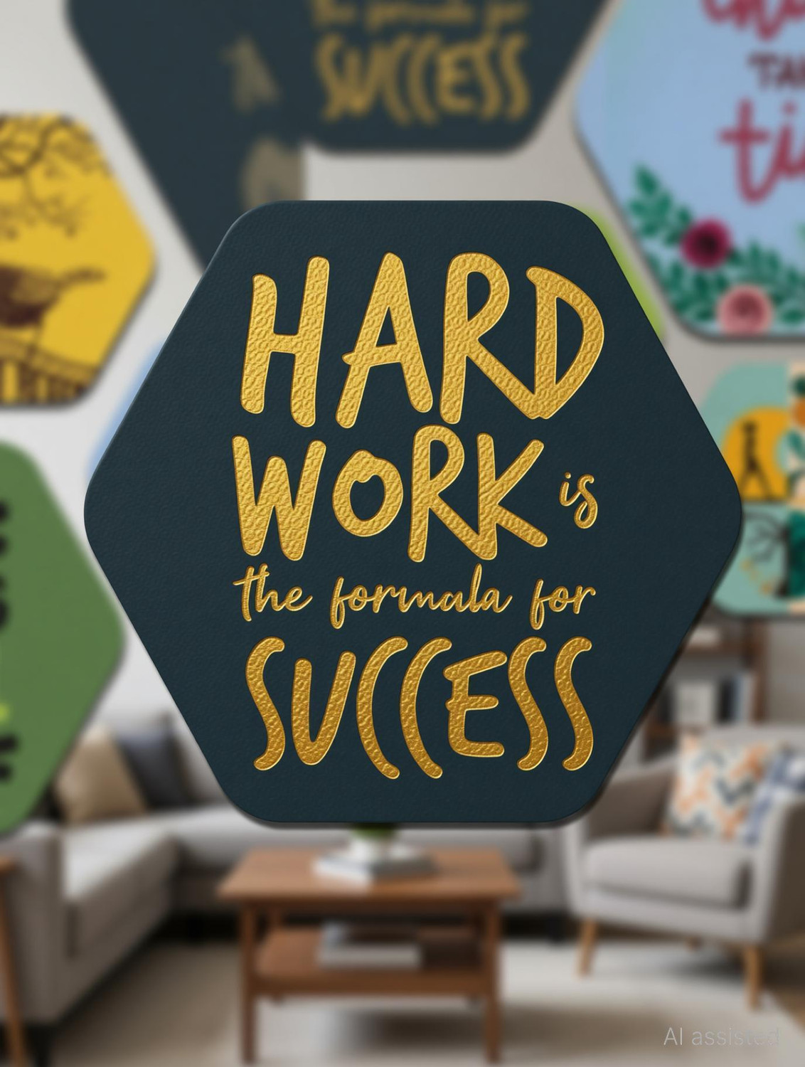 Image of Decor Smart Motivational Wooden Wall Art | Success Quote Home Decor Living Room (WPS 211) Pack of 13