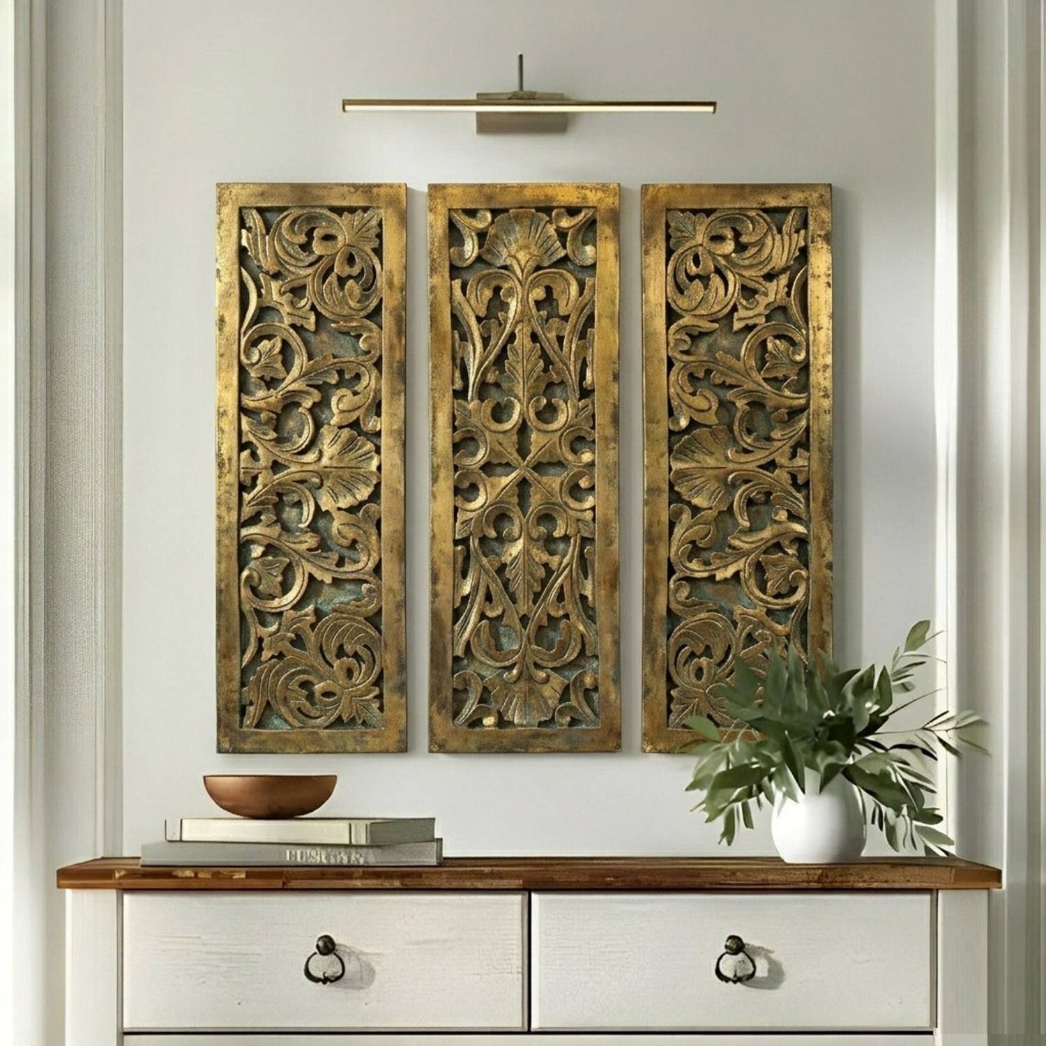VAS Collection Home Wooden wall Decoration Jali Panel Pack of 3 (