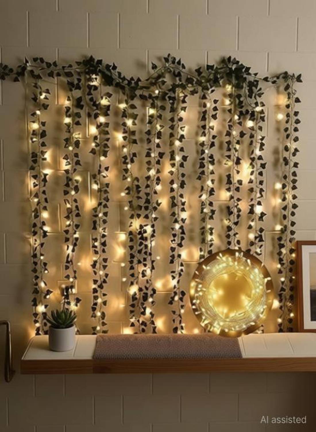 Bowzzonne Aesthetic Room Decoration Kit Vines & Fairy LED Light Perfect for Wall Decor Pack of 7