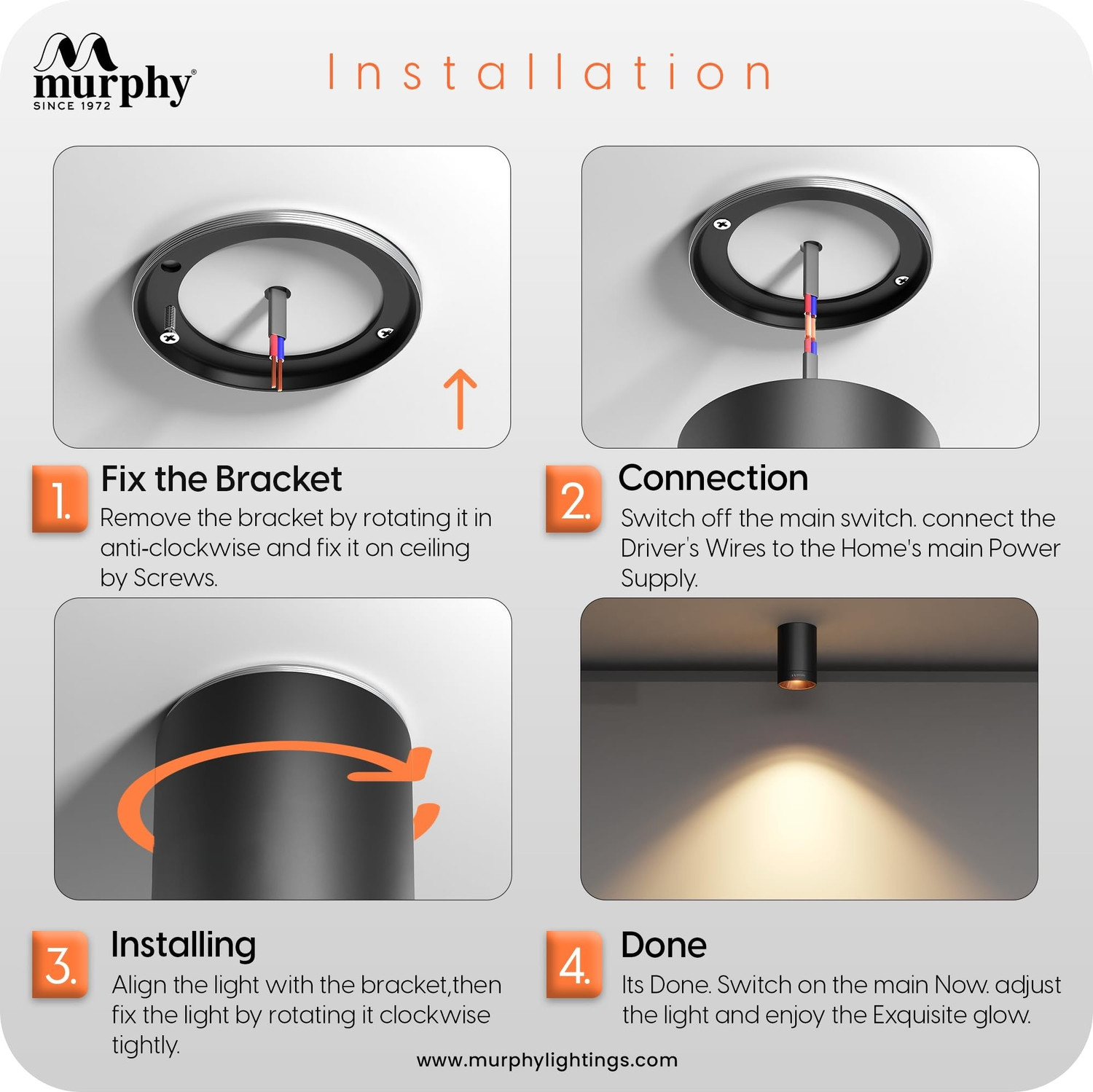 Image of MURPHY 10W Surface Mounted Spot Light Down Light (Warm White, Pack Of 4) Spot Light Ceiling Lamp