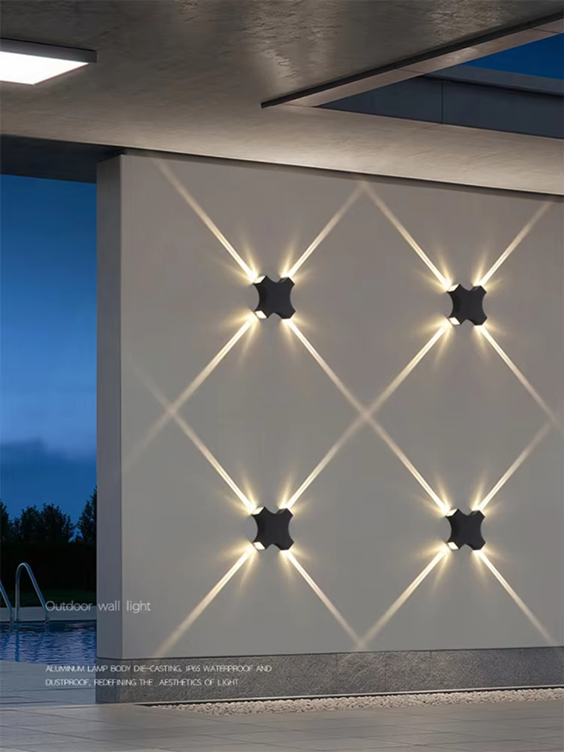 Image of Hybrix LED 4 Way Indoor /Outdoor Wall /Ceiling Laser light (8 Watt) Shockproof Elegant Water Proof Fiber Body, Warm White Light Color (SINGLE) Post Light Outdoor Lamp
