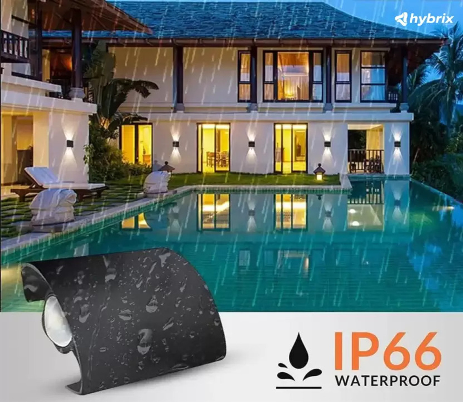 Image of Hybrix LED UP /Down 2+2 Dual Head Wall Light (4 Watt) Optical COB LED, Shock Proof Premium Look, MultiColor Light, IP67 Waterproof for Indoor /Outdoor Use (PACK OF 1) Post Light Outdoor Lamp