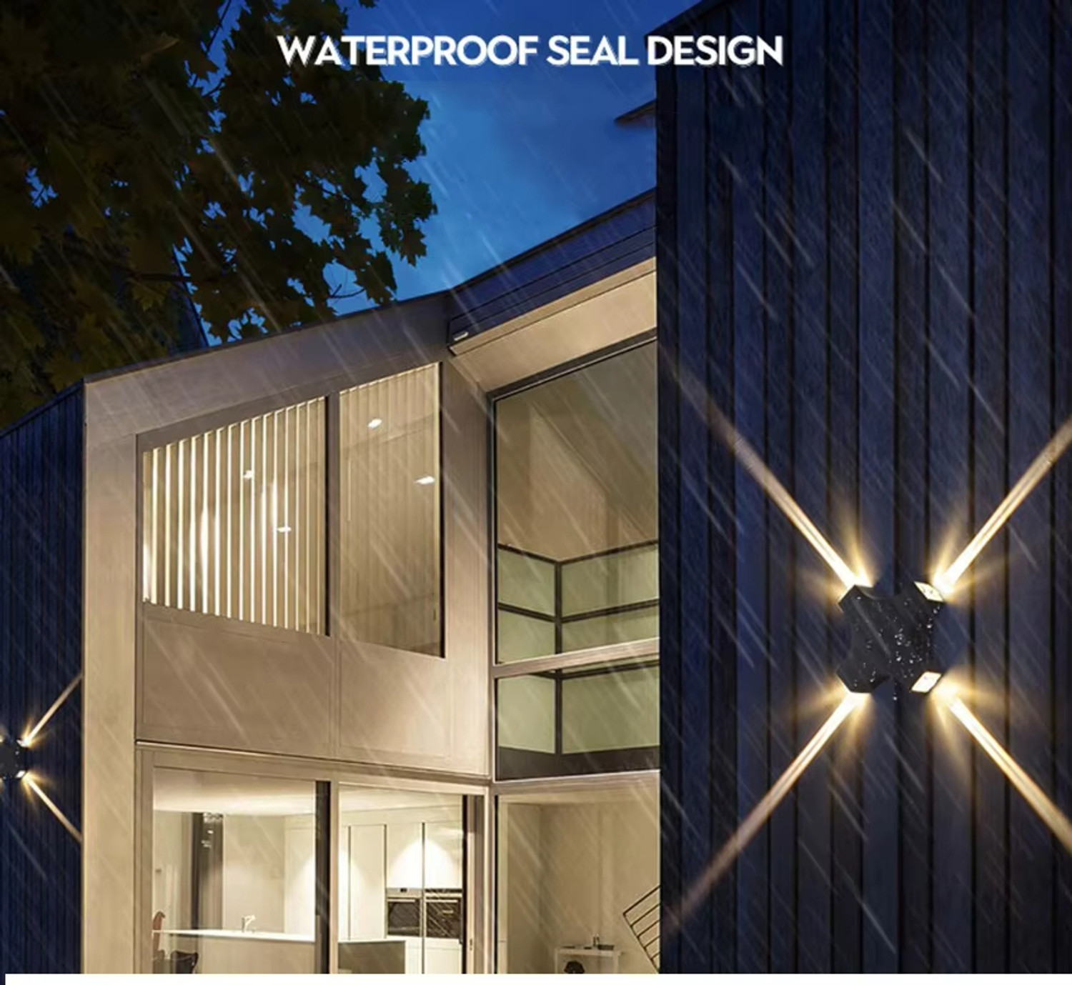 Image of Hybrix LED 4 Way Indoor /Outdoor Wall /Ceiling Laser light (8 Watt) Shockproof Elegant Water Proof Fiber Body, Warm White Light Color (SINGLE) Post Light Outdoor Lamp
