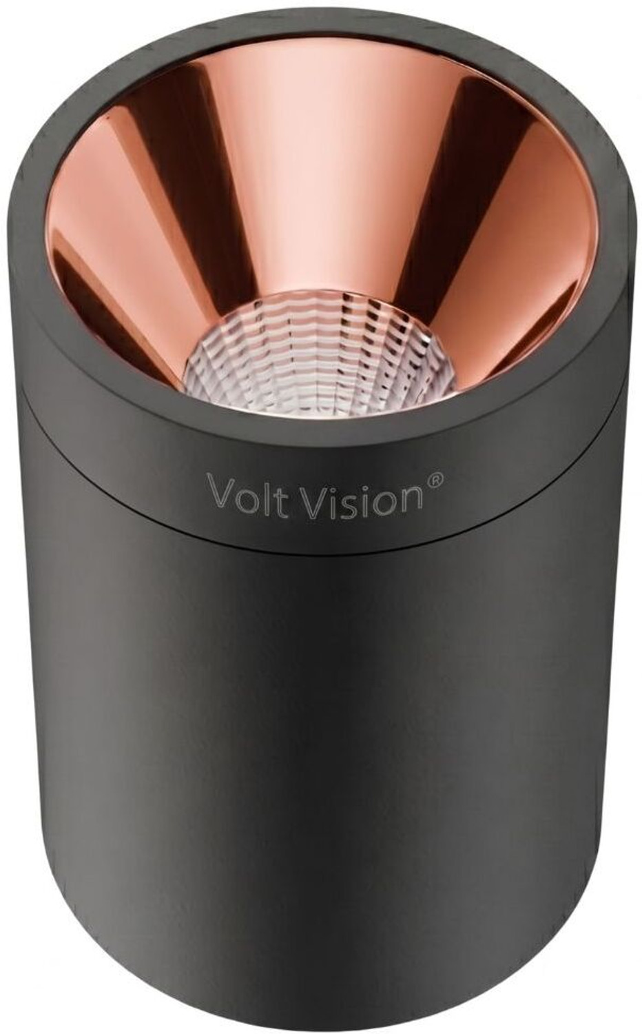 Image of Volt Vision 12 Watt Warm White Round Shape Cylindrical Surface Indoor Ceiling Mounted Spot Light COB Down Light with Aluminium Body - Black Body Rose Gold Pack of 1 Post Light Outdoor Lamp