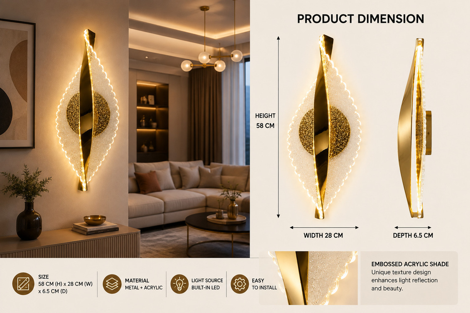 Image of Adwait Swing Arm Wall Light Wall Lamp With Bulb