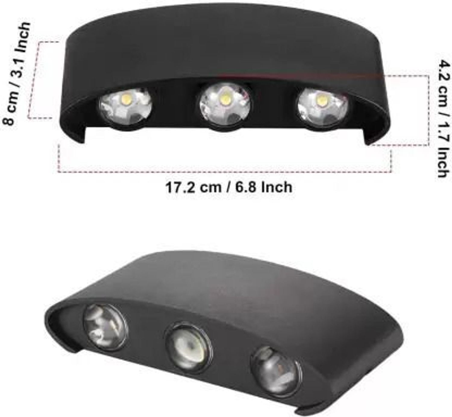 Image of Hybrix LED UP /Down 3+3 Dual Head Wall Light (6 Watt) Optical COB LED, Shock Proof Premium Look, Warm White Light, IP67 Waterproof for Indoor /Outdoor Use (PACK OF 1) Post Light Outdoor Lamp