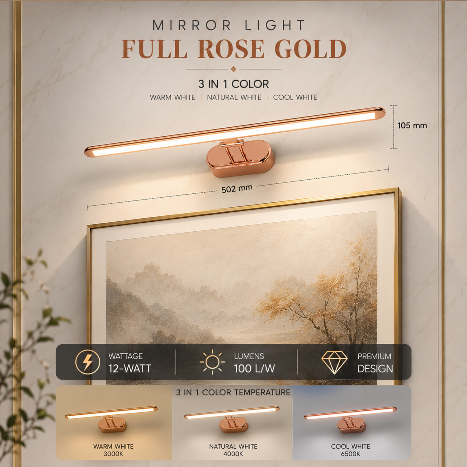 Image of vibunt Picture Light Wall Lamp With Bulb