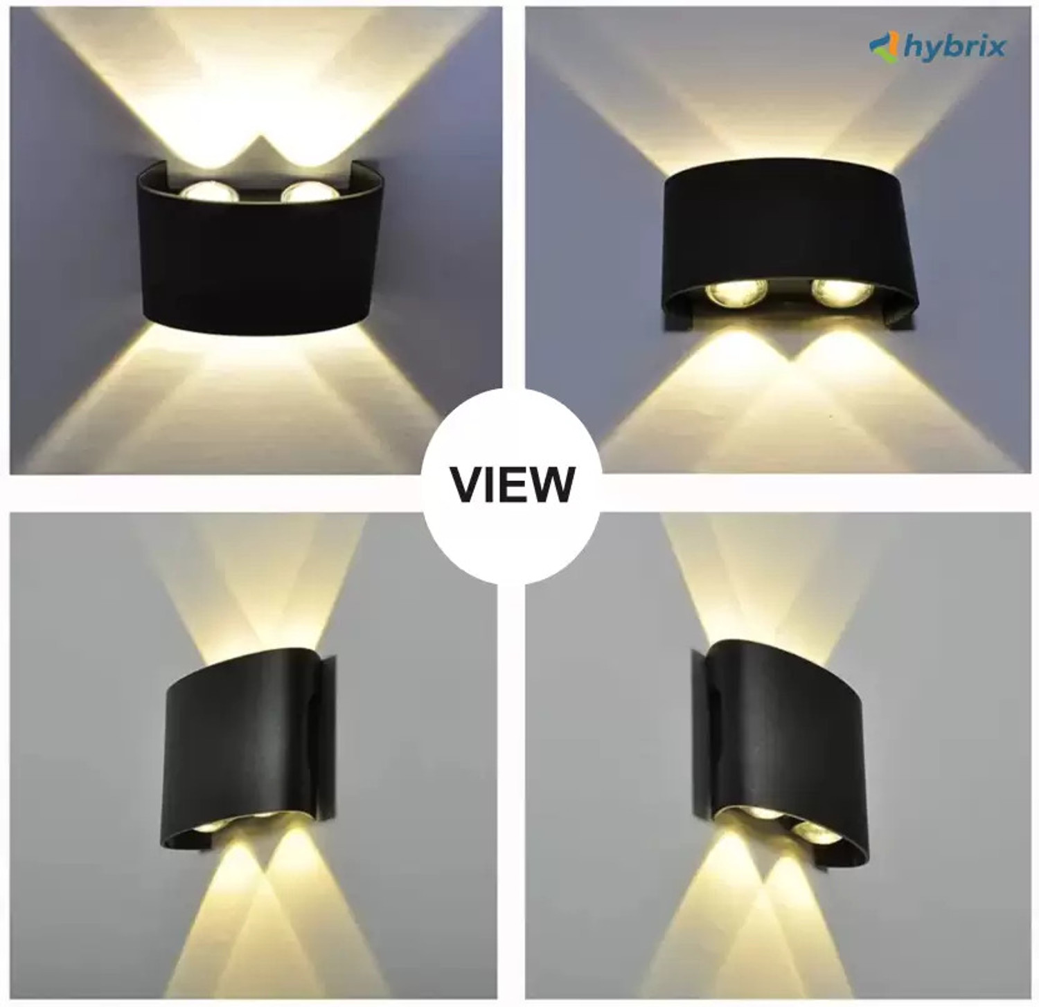 Image of Hybrix LED UP /Down 2+2 Dual Head Wall Light (4 Watt) Optical COB LED, Shock Proof Premium Look, Warm White Light, IP67 Waterproof for Indoor /Outdoor Use (PACK OF 1) Post Light Outdoor Lamp