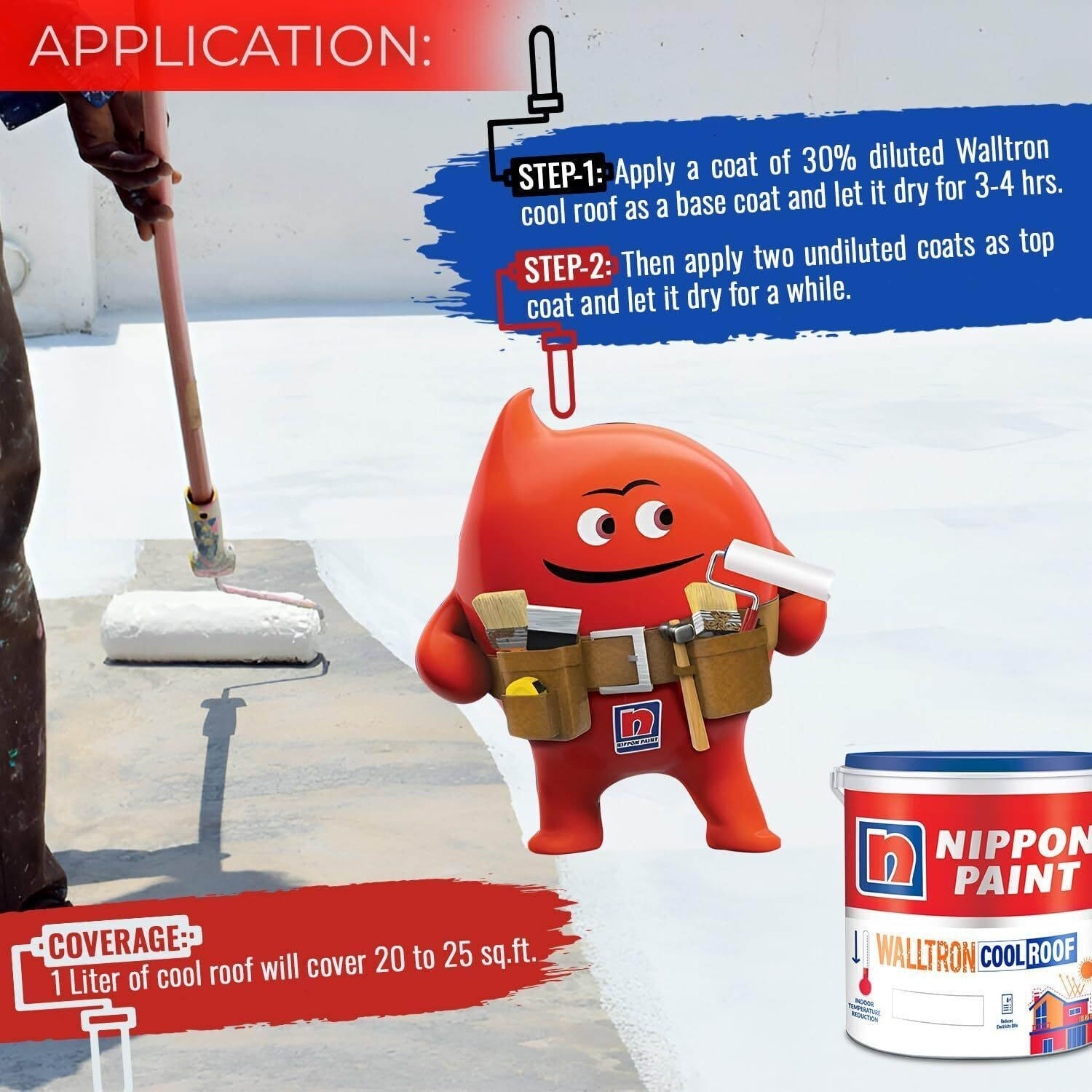 Image of Nippon Paint Walltron - Summer Cool Roof White Emulsion Wall Paint