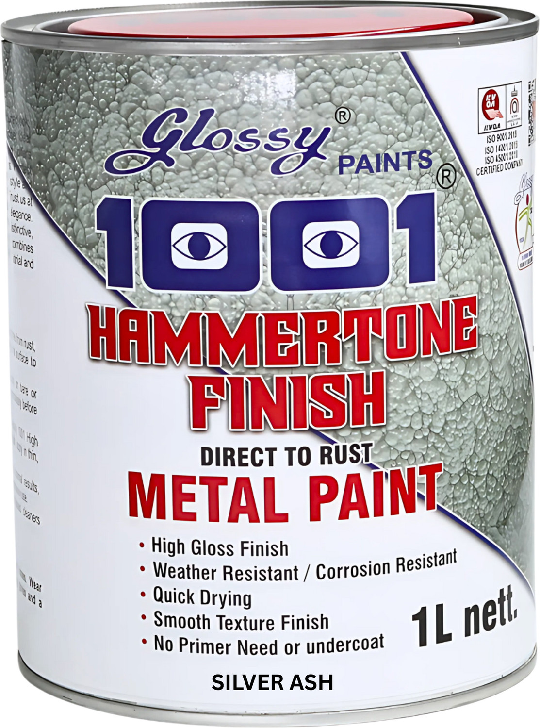 Image of 1001 Hammertone Finish Metallic Paint for Almirah & Metal Silver Ash Enamel Wall Paint
