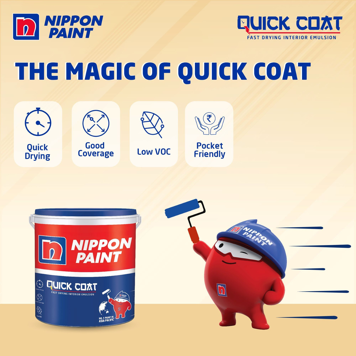 Image of Nippon Paint Quick Coat SNOW FLAKES Emulsion Wall Paint