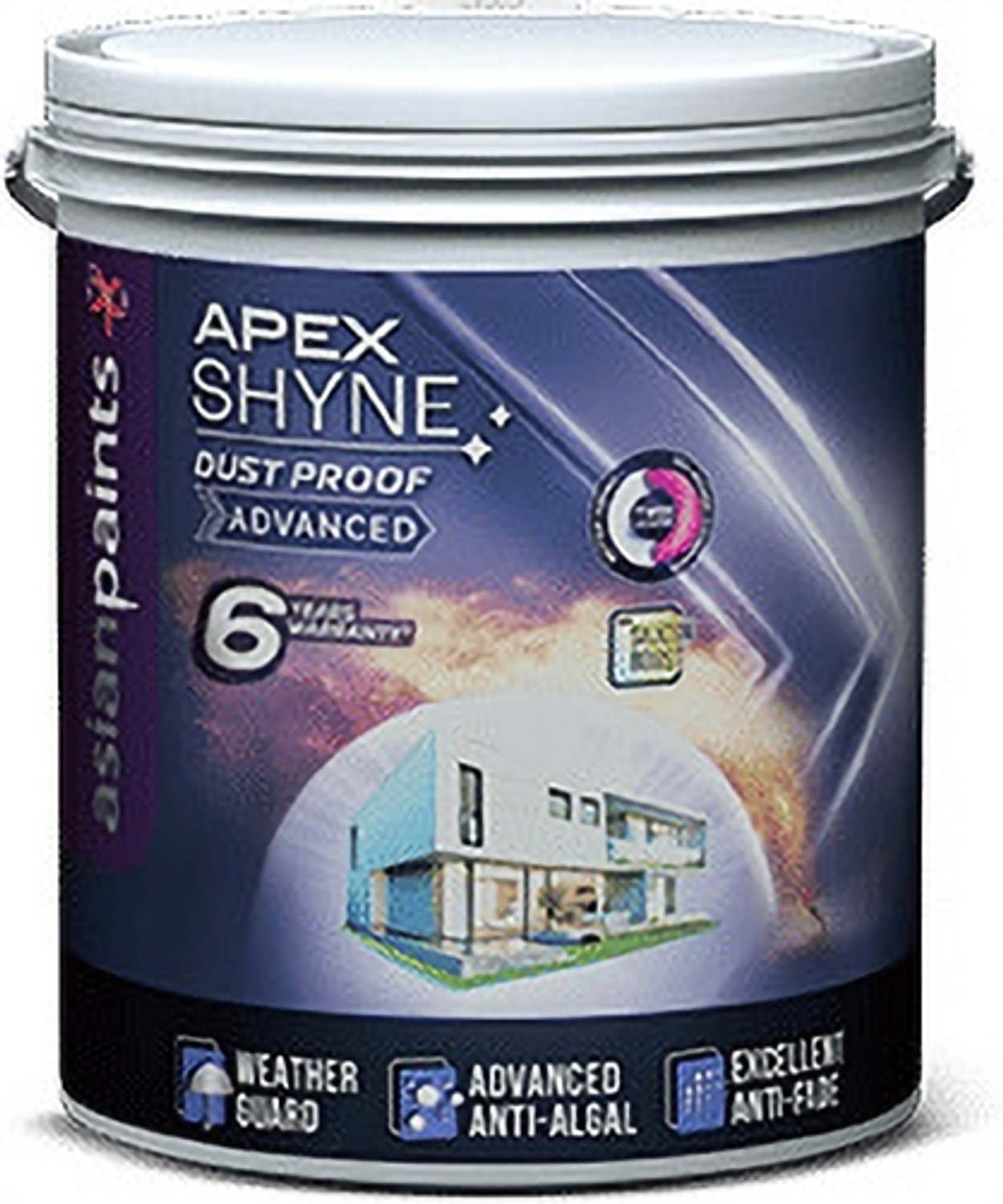 Image of ASIANPAINTS APEX SHYNE ADVANCED 20L SILICON BOOST WHITE WHITE Emulsion Wall Paint