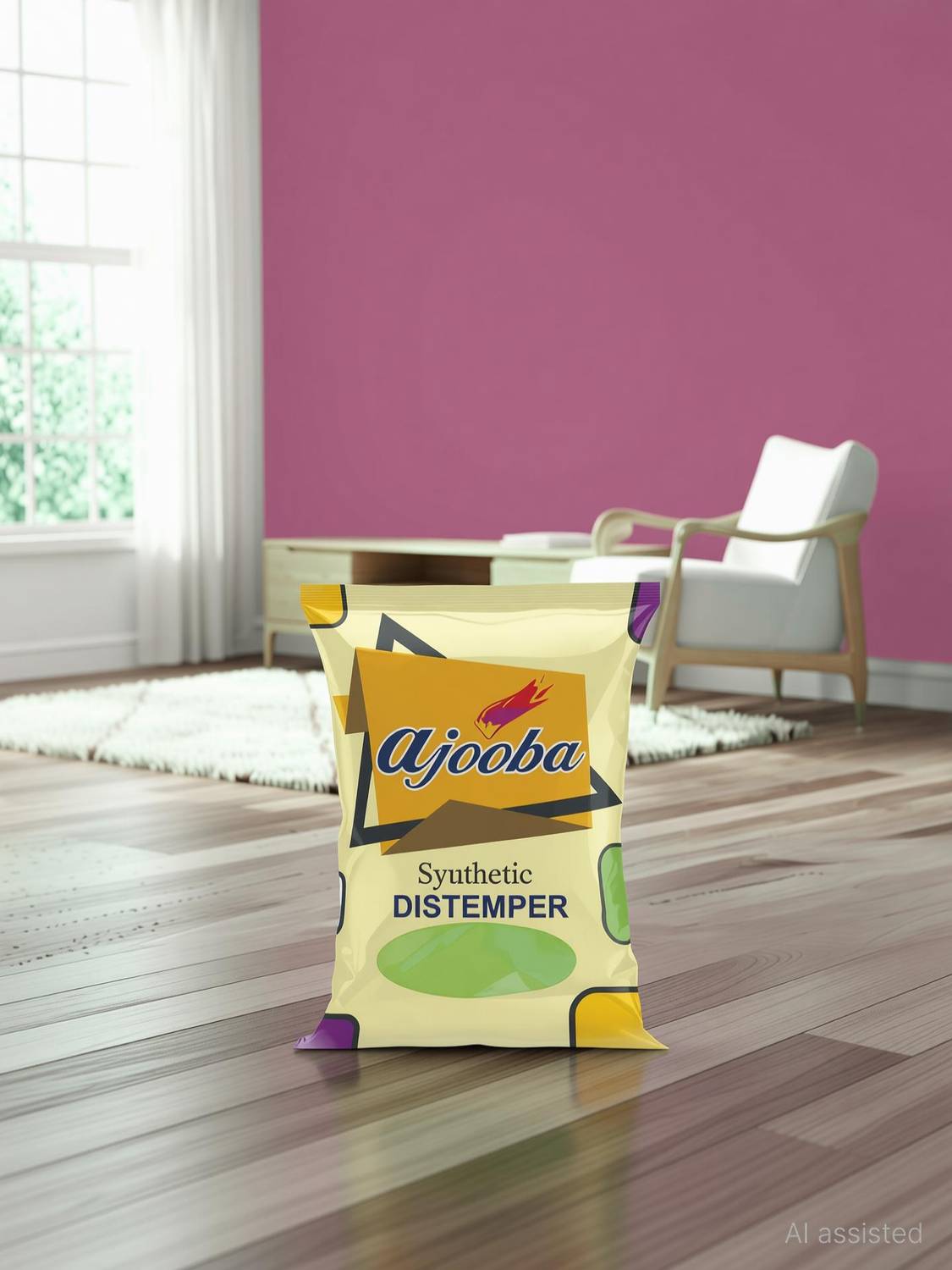 Ajooba Synthetic Distemper Smooth Matte Finish Applied on Interior Cement Plaster GULABI Distemper Wall Paint