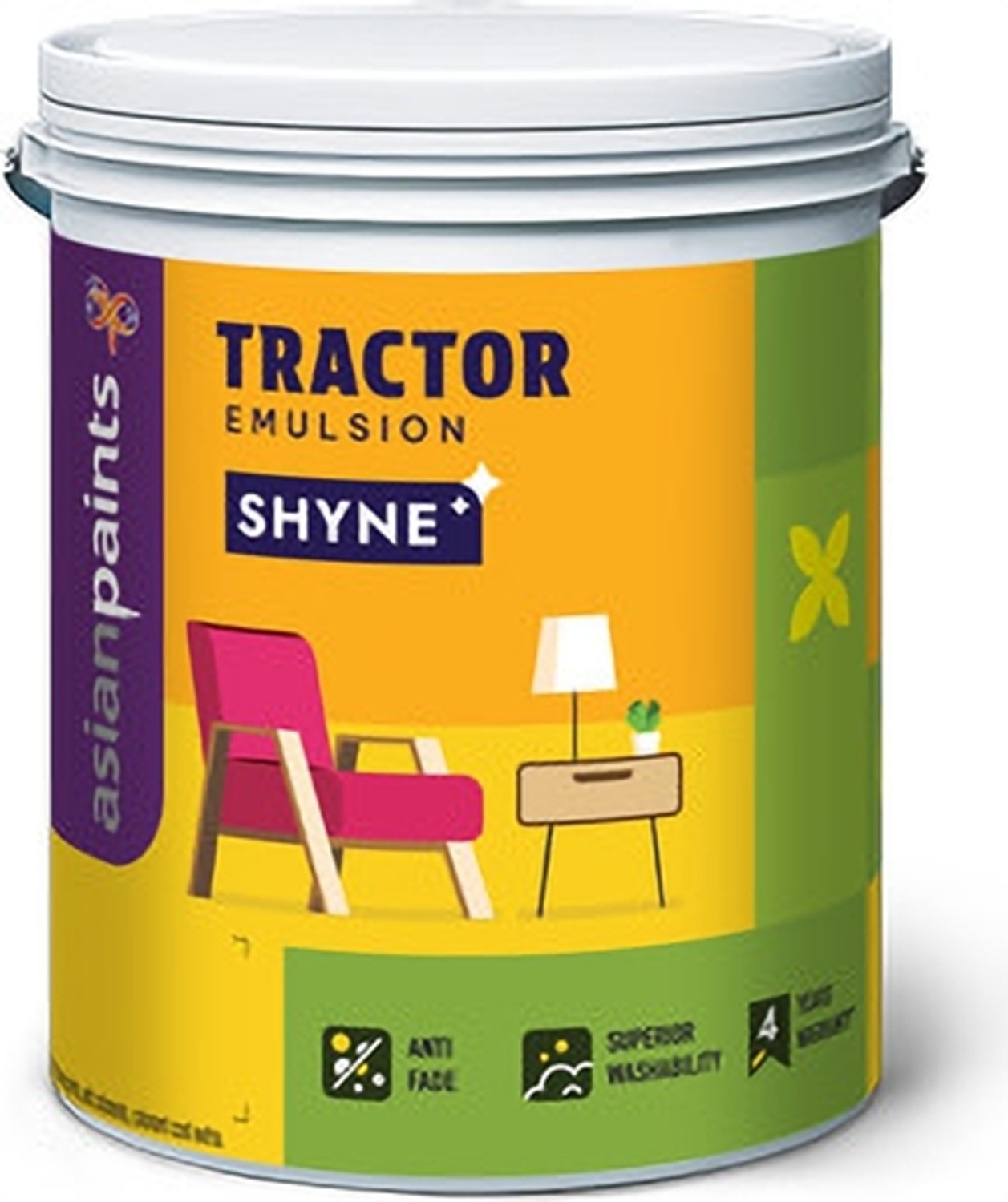 Image of Asian Paints Tractor Shyne 20L White Emulsion Wall Paint