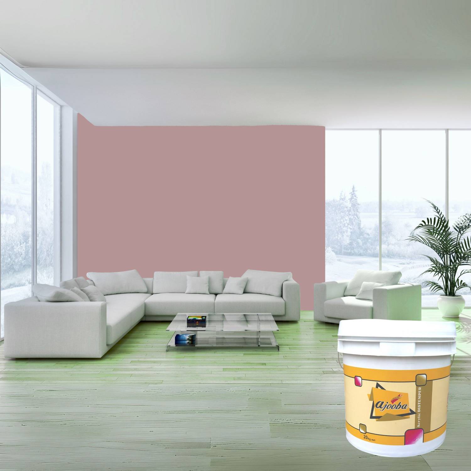 Ajooba Premium Acrylic Distemper Smooth Matte Finish Applied on Interior Cement Plaster ,Ceilings, Asbestos Sheets, Concrete as a Top Coat Finish MERRIE PINK Distemper Wall Paint