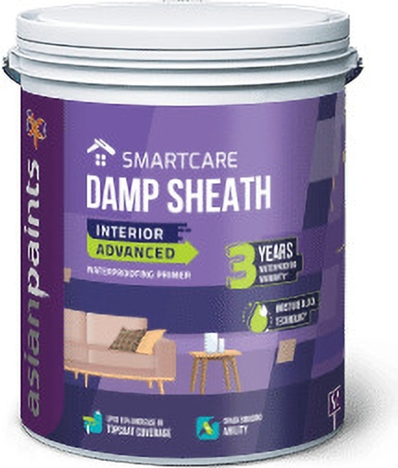 Image of ASIANPAINTS Damp Sheath Interior Advanced 20L White Functional Wall Paint