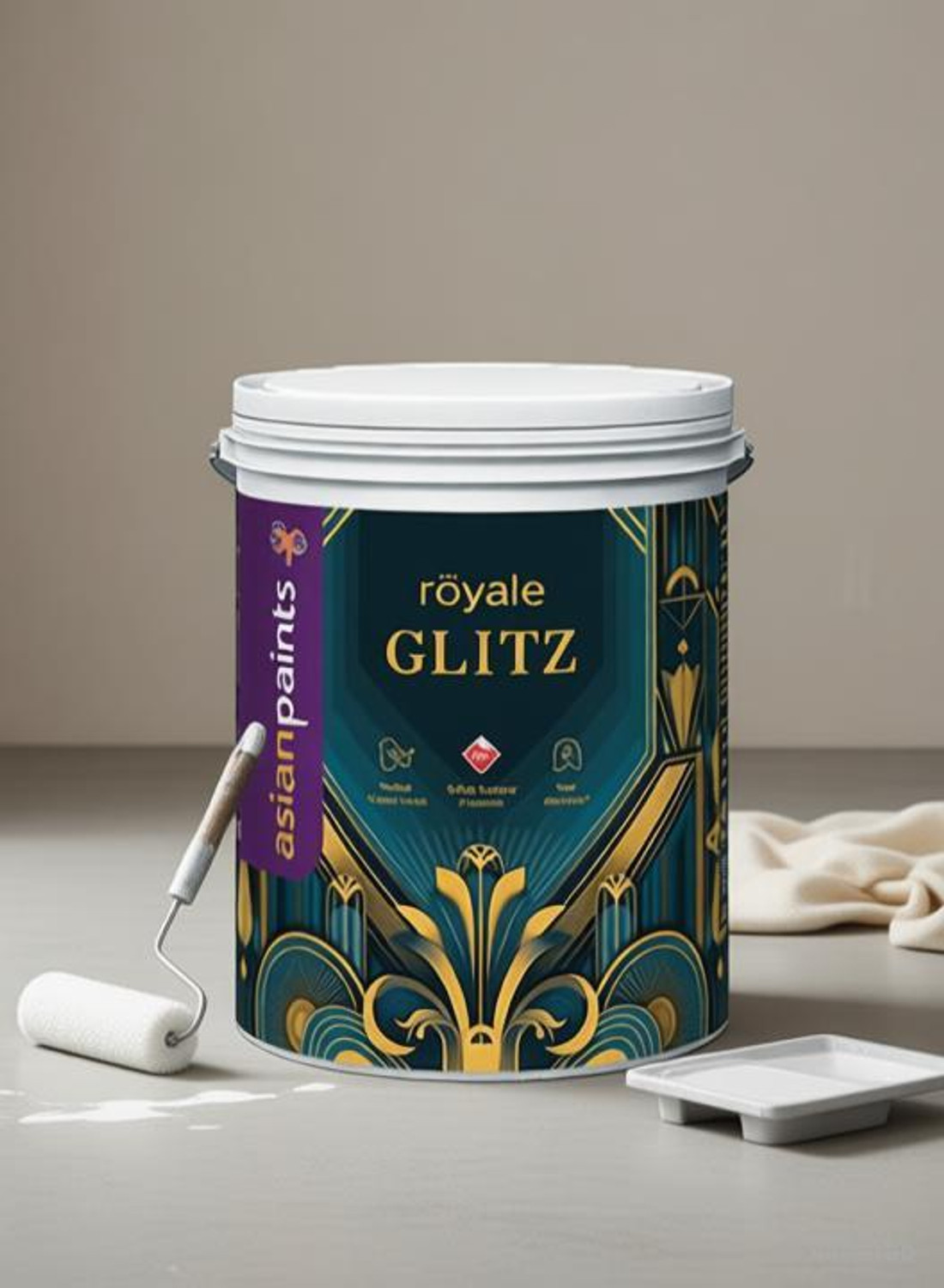 Image of Asian Paints Royal Glitz 10L Ultra Luxury Emulsion White Emulsion Wall Paint