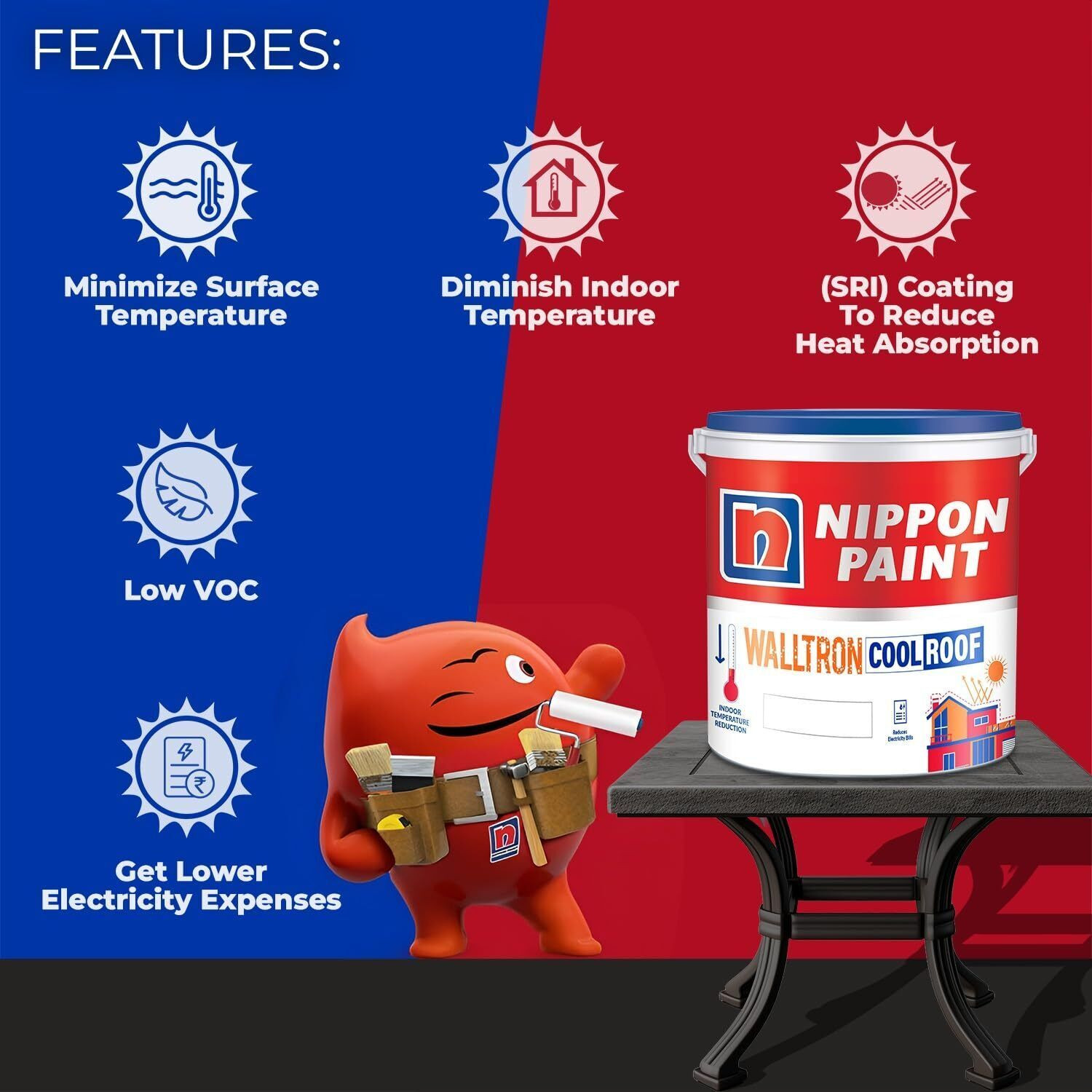 Image of Nippon Paint Walltron - Summer Cool Roof White Emulsion Wall Paint