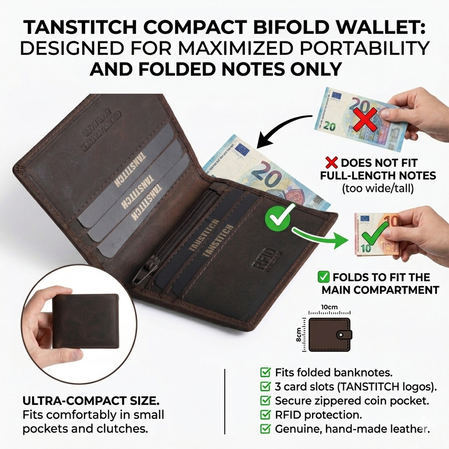 Image of TANSTITCH Men Casual, Trendy, Travel Brown Genuine Leather Card Holder