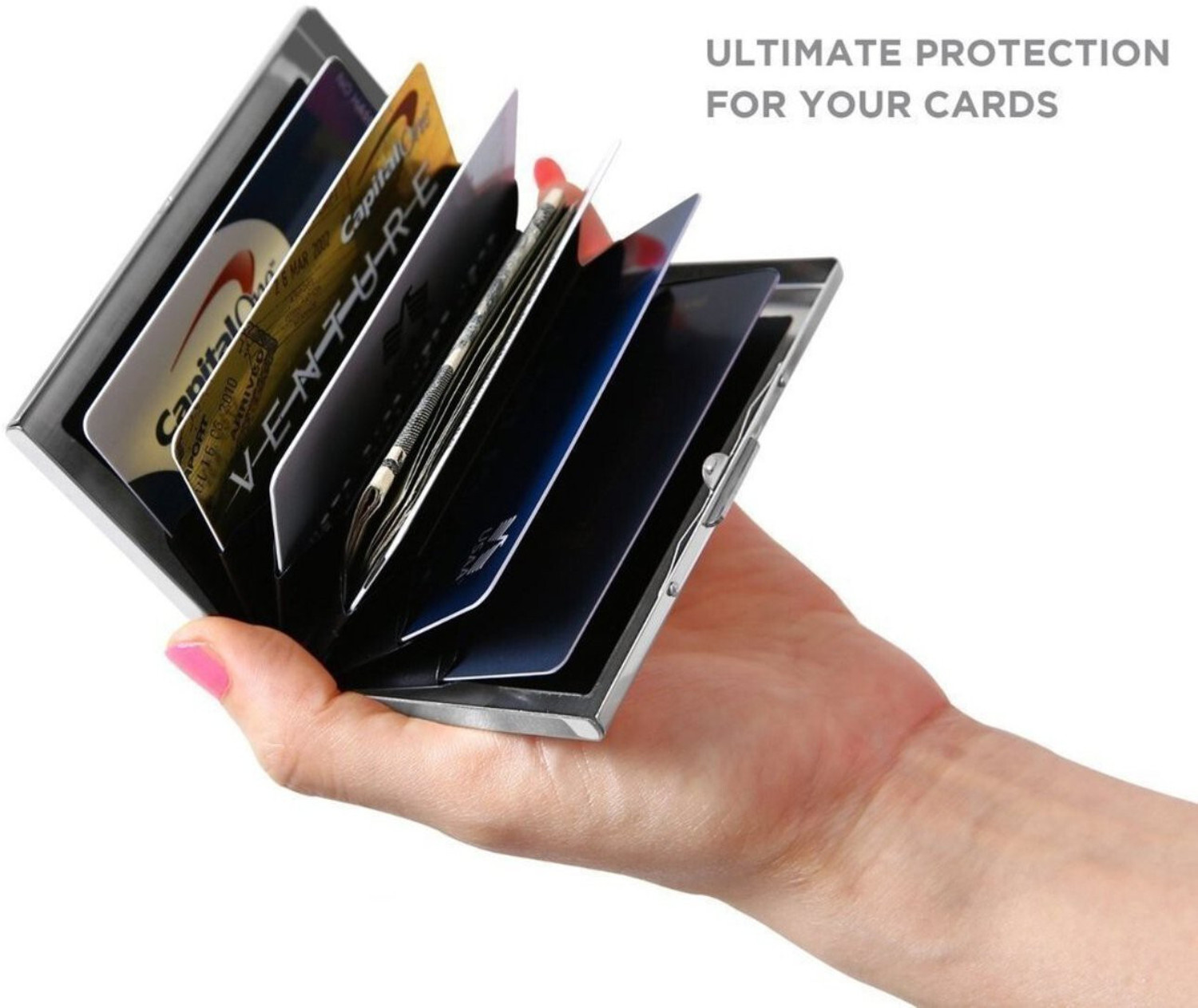 Image of Yatee Men & Women Casual, Ethnic, Formal, Travel Silver Aluminium, Plastic Card Holder