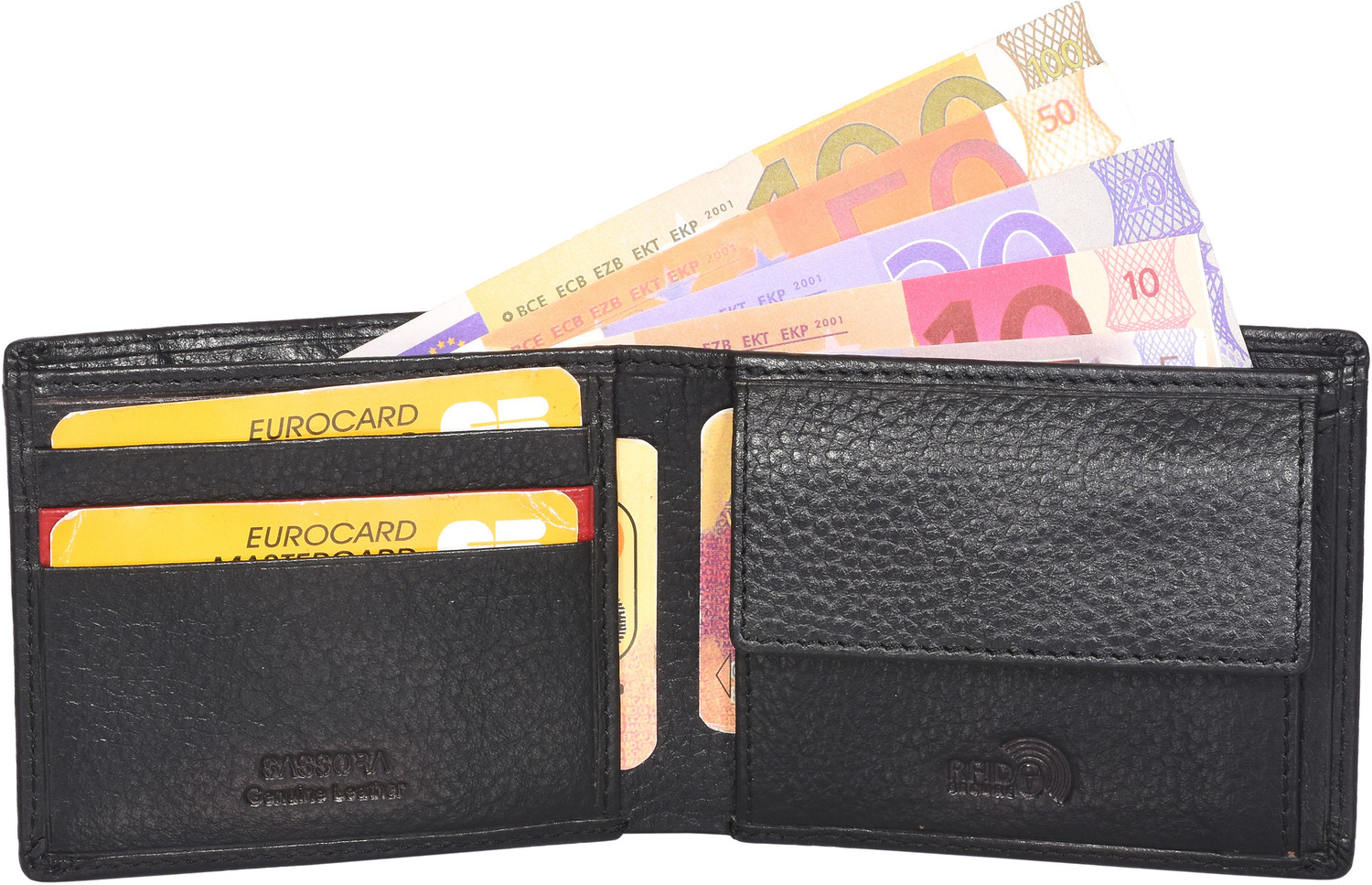 Image of Sassora Men & Women Casual, Formal Black Genuine Leather Wallet