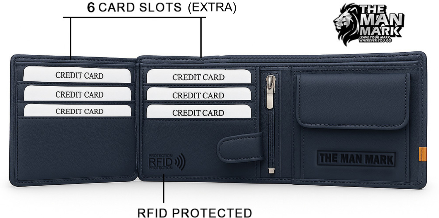 Image of The Man Mark Men Casual, Formal Blue Genuine Leather Wallet