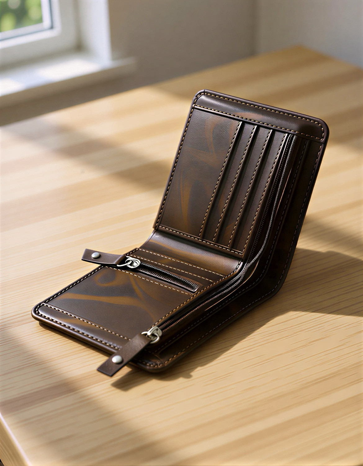 Image of ZORO Men Travel, Trendy, Evening /Party, Casual, Formal, Ethnic Brown Genuine Leather Wallet
