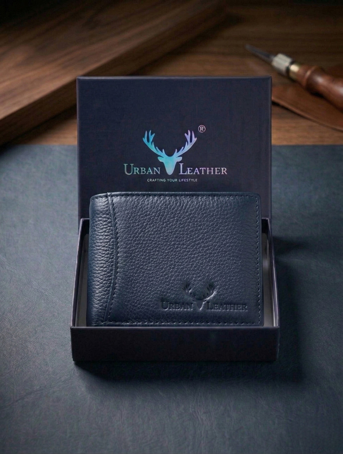 URBAN LEATHER Men Casual, Formal, Travel Blue Genuine Leather Wallet
