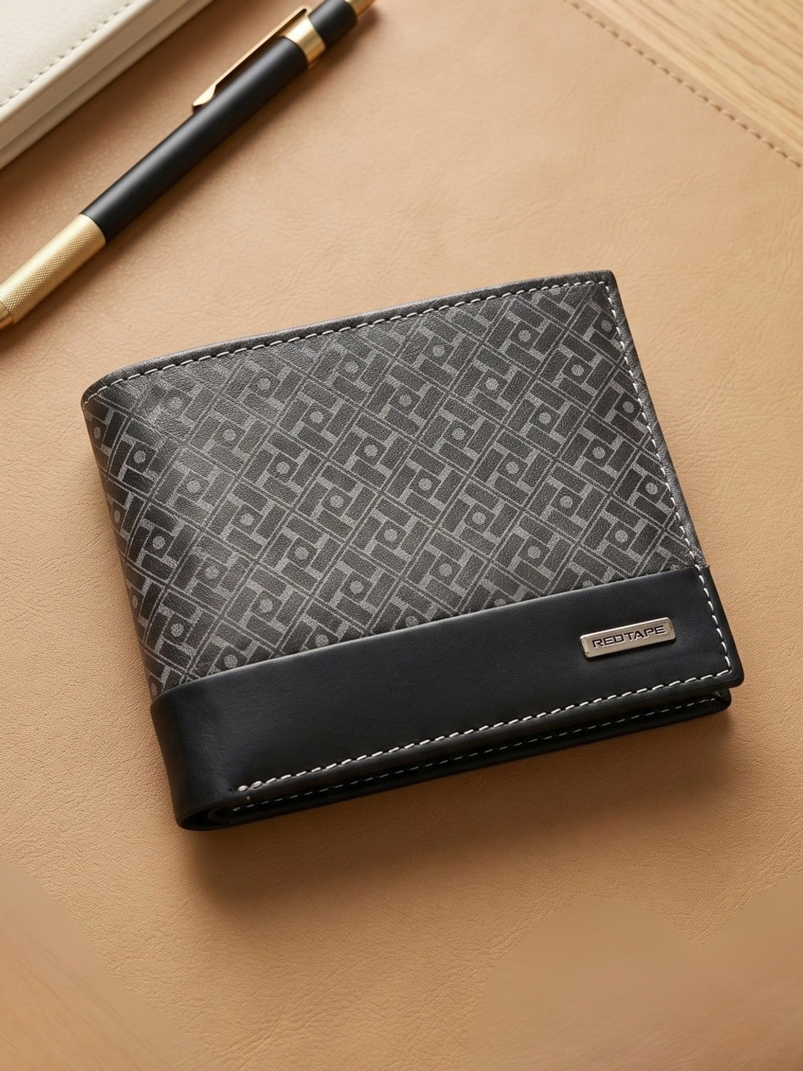 Image of RED TAPE Men Casual, Formal Black, Grey Genuine Leather RFID Wallet