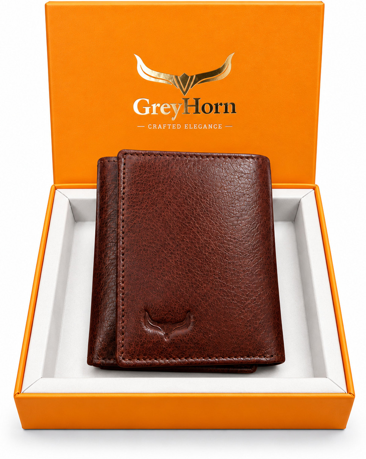 Image of Greyhorn Men Casual, Ethnic, Evening /Party, Formal, Travel, Trendy Brown Genuine Leather RFID Wallet (8 Card Slots)