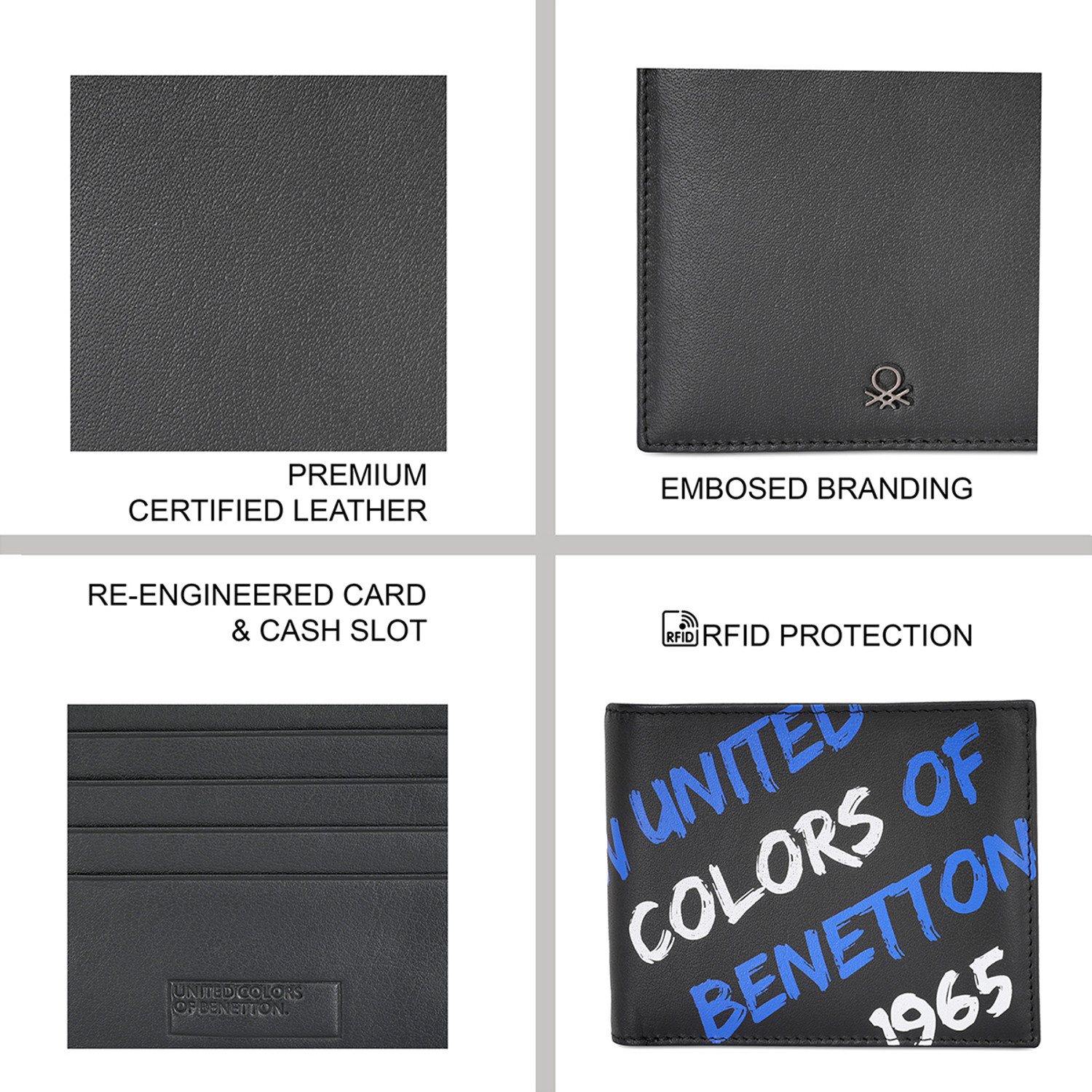 Image of United Colors of Benetton Men Casual, Formal Black Genuine Leather Wallet