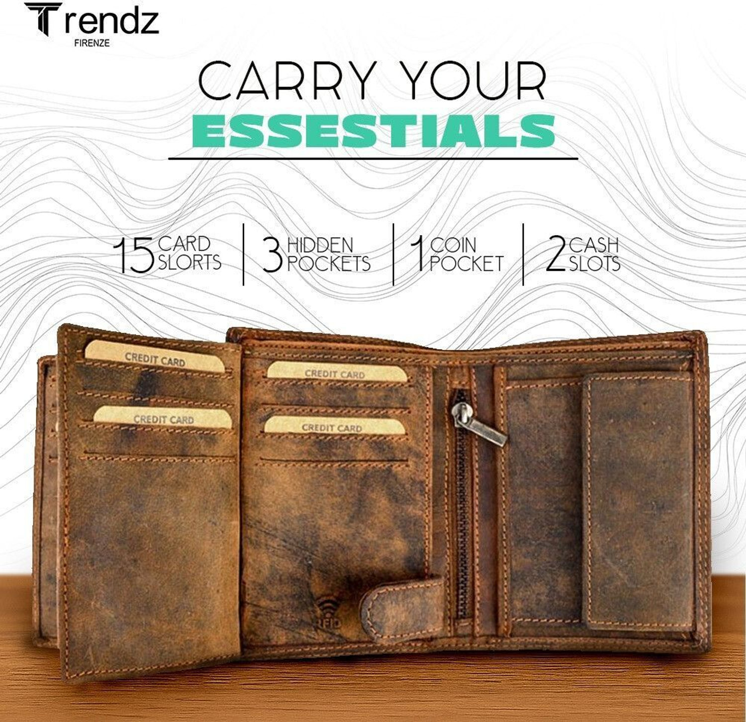 Image of Trendz Firenze Men Trendy Brown Genuine Leather Wallet