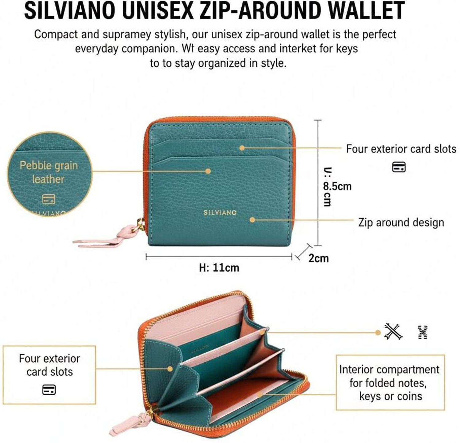 Image of silviano Men & Women Casual, Formal, Evening /Party, Travel Green Genuine Leather Wallet