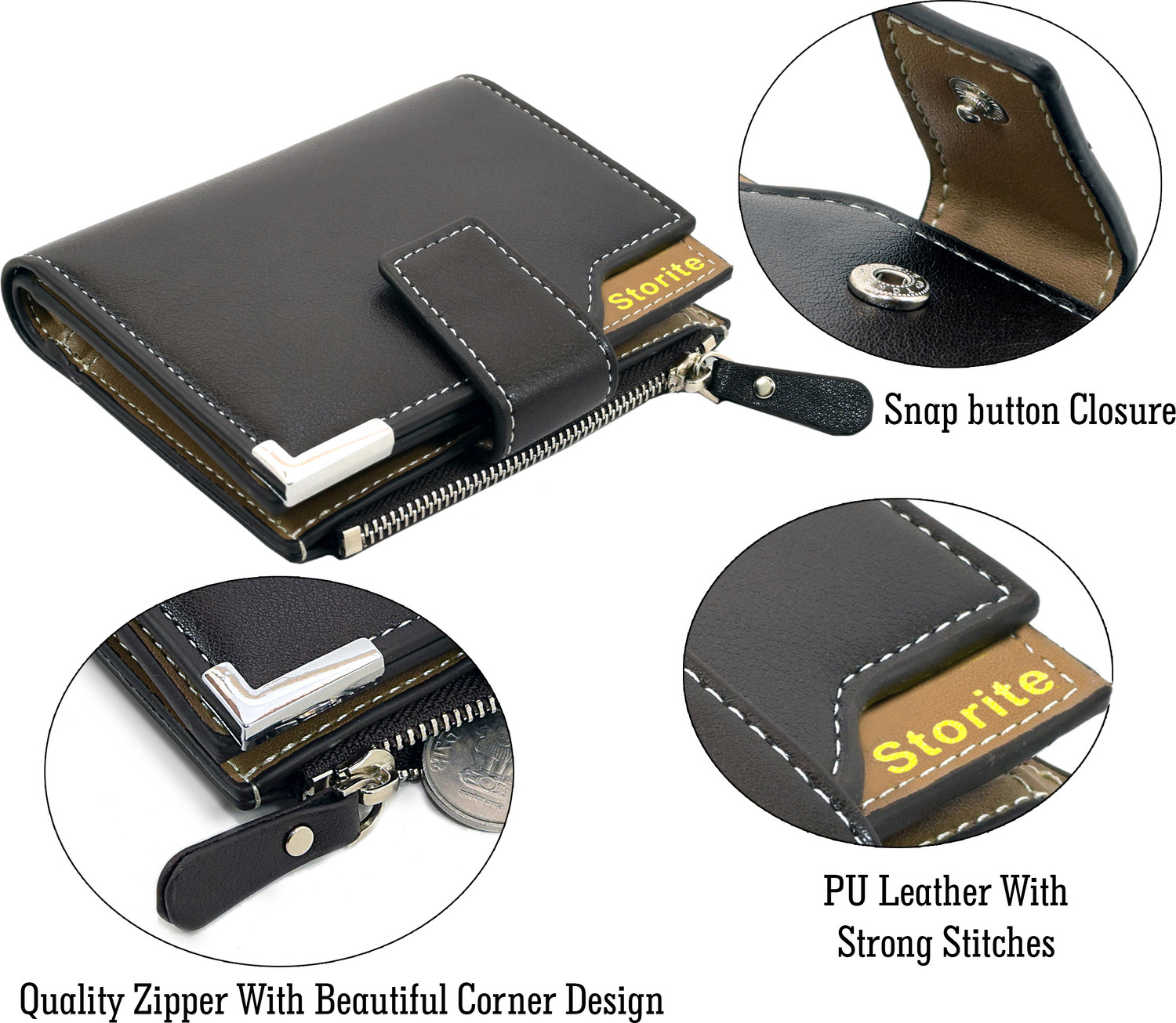Image of STORITE Men Casual, Formal, Travel, Trendy Brown Artificial Leather Wallet