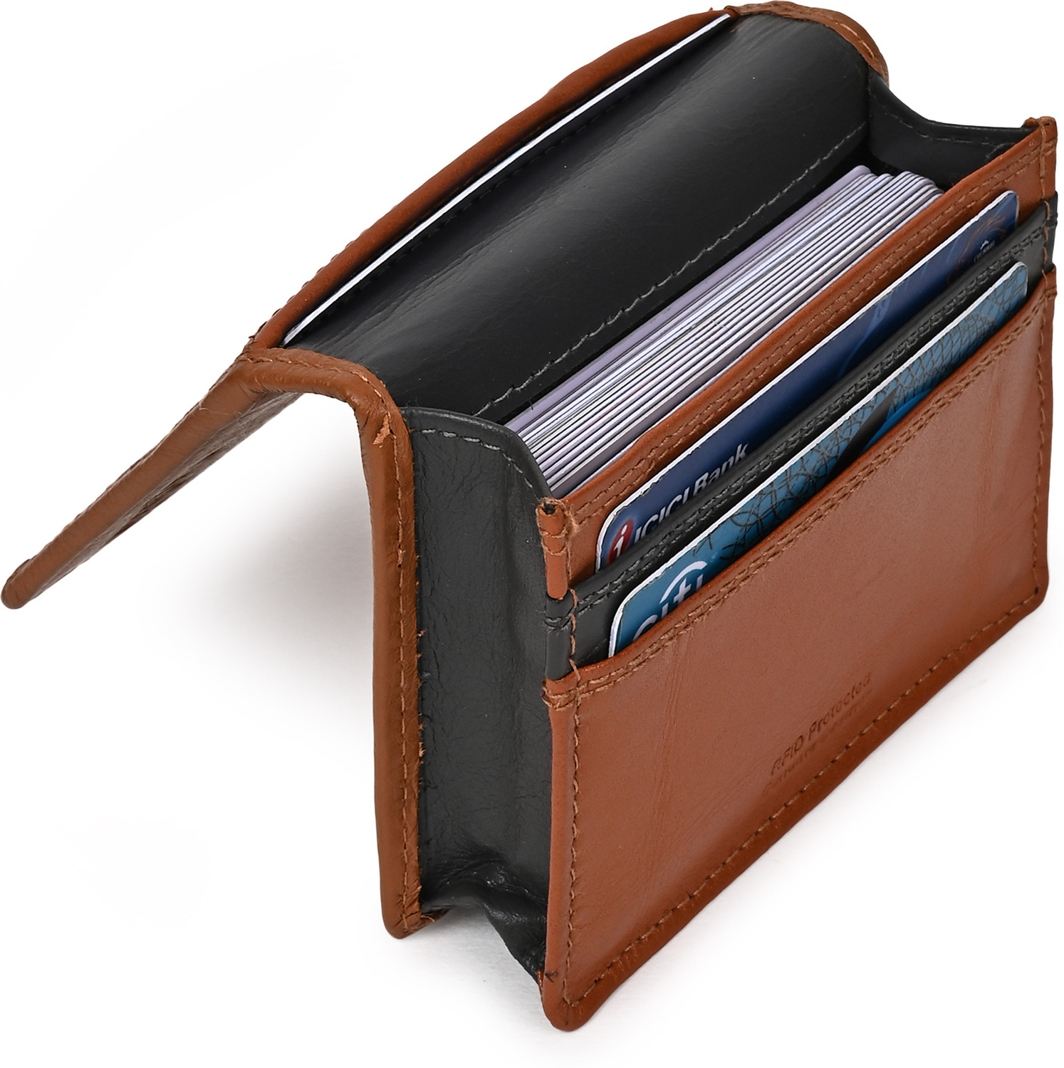 Image of Vital King Men Trendy, Casual, Evening /Party Orange Genuine Leather Card Holder